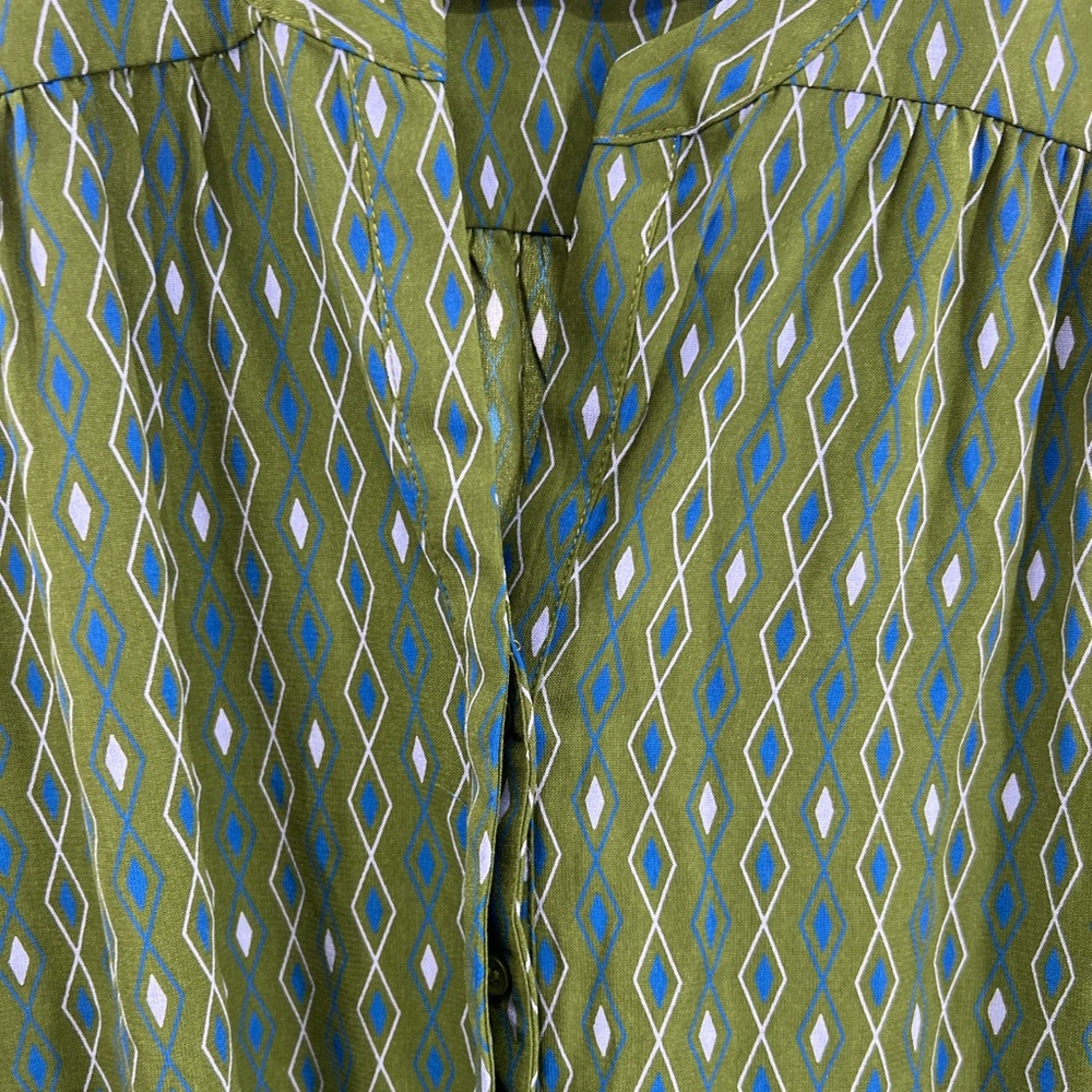 41 Hawthorn geometric diamond Forrest green roll tab sleeve S lightweight office - Picture 4 of 10